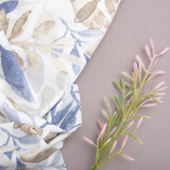 Тканина бязь ранфорс для постільної білизни, бавовна, 130 гр/м2, 240 см 11.27809/21 Гілочка синя, фото 4