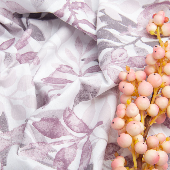 Тканина бязь ранфорс для постільної білизни, бавовна, 130 гр/м2, 240 см 11.27809/20 Гілочка лілова, фото 4