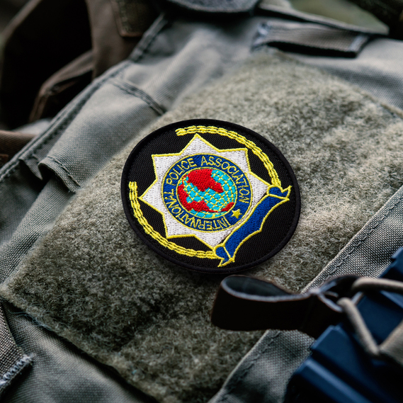 Набор шевронов 2 шт с липучкой кокарда Police Association Полиция черный 9,5 см, вышитый патч шеврон нашивка липучка, фото 2