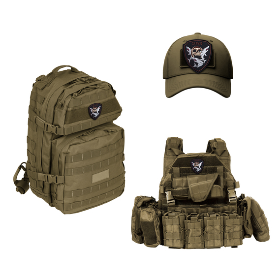 Набір шевронів 2 шт на липучці 299 бригада тактичної авіації України Череп з акулами чорний 9х10 см, вишитий патч нашивка шеврон¶¶, фото 5