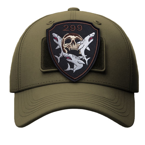 Набір шевронів 2 шт на липучці 299 бригада тактичної авіації України Череп з акулами чорний 9х10 см, вишитий патч нашивка шеврон¶¶, фото 6