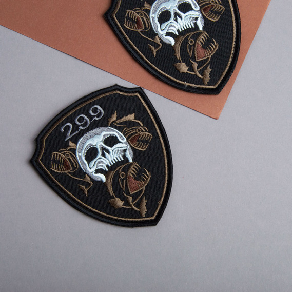 Set of 2 Patches with Velcro 299th Tactical Aviation Brigade of Ukraine Skull with Piranhas Black 9x10 cm, Embroidered Patch Insignia Chevron, фото 4 Set of 2 Patches with Velcro 299th Tactical Aviation Brigade of Ukraine Skull with Piranhas Black 9x10 cm, Embroidered Patch Insignia Chevron, фото 4