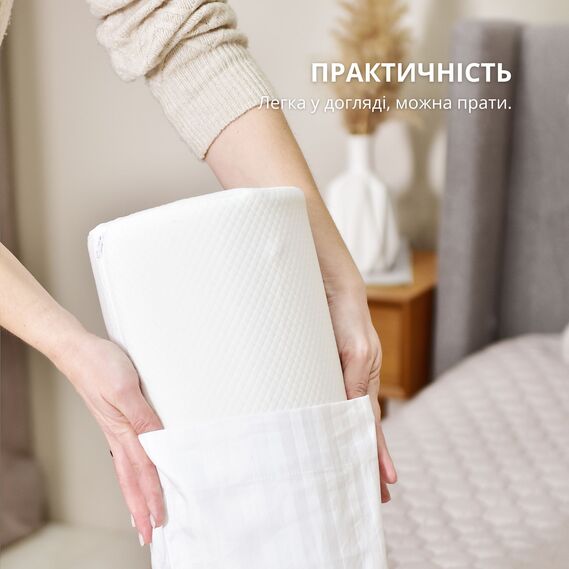 Наволочка для подушки валика 32х68 см сатин білий у смужку бавовна натуральна білий у смужку , фото 4