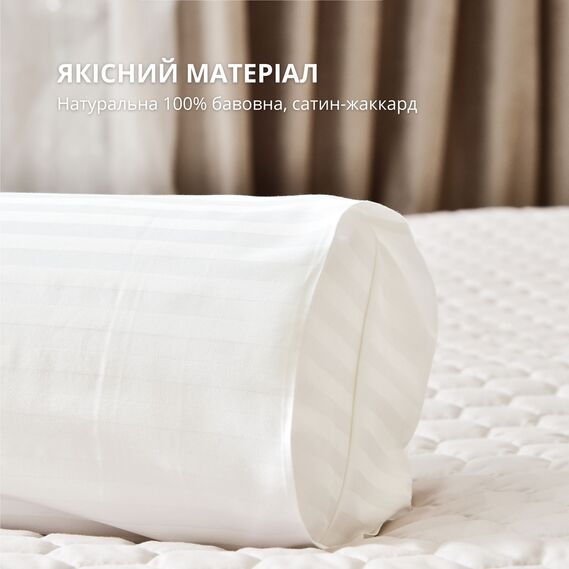 Наволочка для подушки валика 32х68 см сатин білий у смужку бавовна натуральна білий у смужку , фото 6