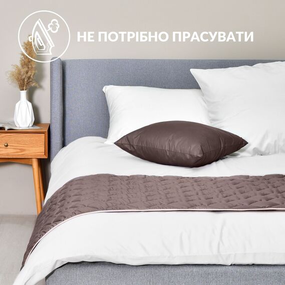 Покривало на ліжко, диван Саше 70х240 см IDEIA стьобане двостороннє мікрофібра готельне, дивандек шоколад/беж, фото 4