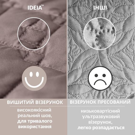 Покривало на ліжко, диван Саше 70х240 см IDEIA стьобане двостороннє мікрофібра готельне, дивандек шоколад/беж, фото 9