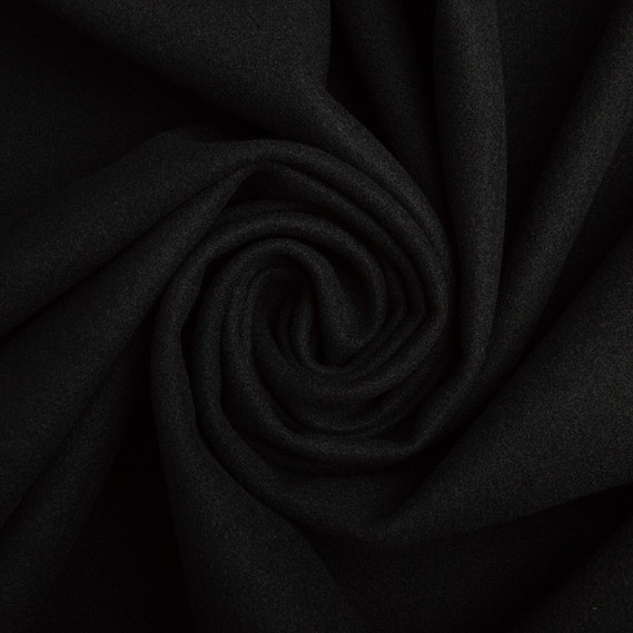 Тканина пальтова 520 HUAHONG, 150 см, 400 гр/м2, щільна тканина для верхнього одягу, пальто та курток V-1001 чорна, фото 1