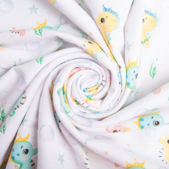 Ткань фланель хлопок, 180 см, 155 гр/м2, детский принт 10-0667 MULTI, мягкая ткань для постельного белья, пеленок, фото 1