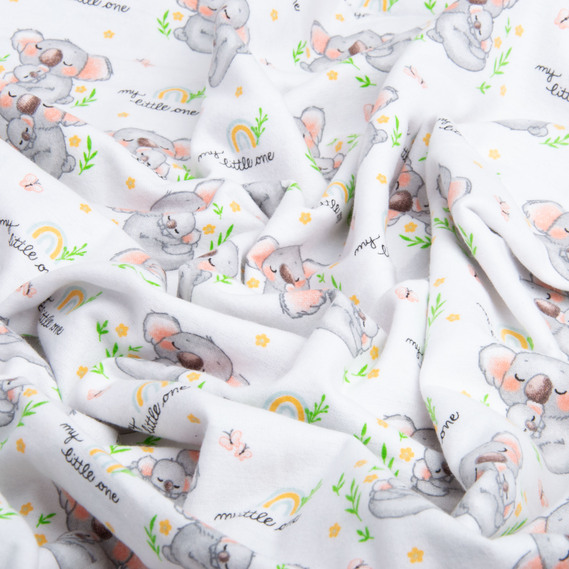 Flannel Cotton Fabric, 180 cm, 155 g/m², Children`s Print 10-0668 GREY, soft fabric for bedding and swaddles, фото 3 Flannel Cotton Fabric, 180 cm, 155 g/m², Children`s Print 10-0668 GREY, soft fabric for bedding and swaddles, фото 3