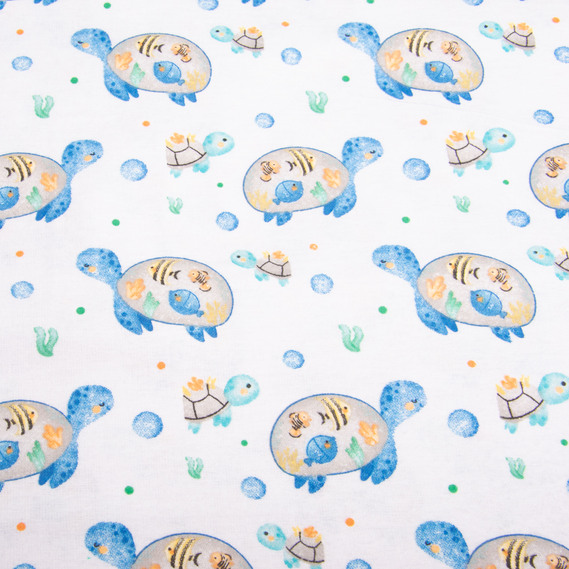 Тканина фланель бавовна, 180 см, 155 гр/м2, дитячий принт 10-0671 BLUE, м`яка тканина для постільної білизни, пелюшок, фото 2