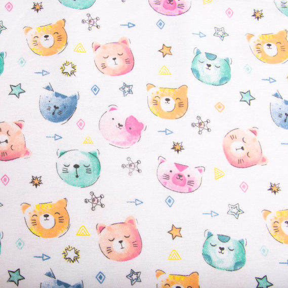 Тканина фланель бавовна, 180 см, 155 гр/м2, дитячий принт 10-0672 MULTI, м`яка тканина для постільної білизни, пелюшок, фото 2