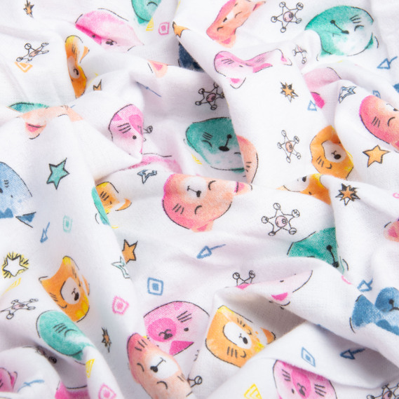 Тканина фланель бавовна, 180 см, 155 гр/м2, дитячий принт 10-0672 MULTI, м`яка тканина для постільної білизни, пелюшок, фото 3