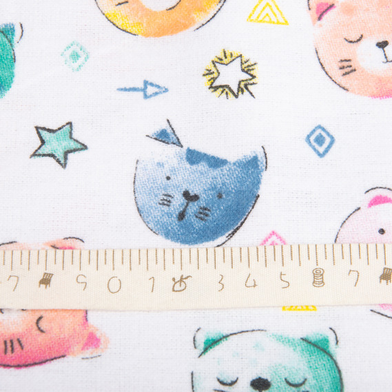 Тканина фланель бавовна, 180 см, 155 гр/м2, дитячий принт 10-0672 MULTI, м`яка тканина для постільної білизни, пелюшок, фото 5