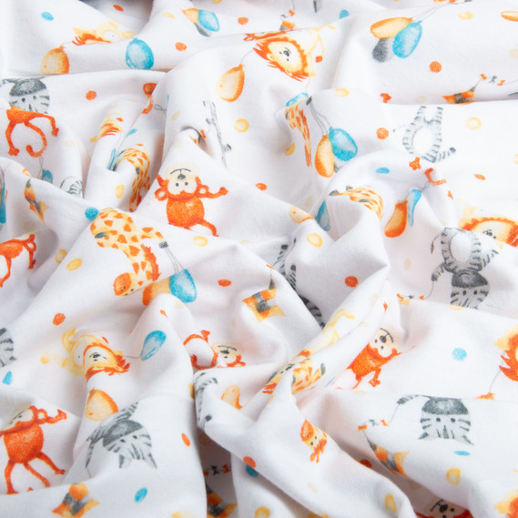 Ткань фланель хлопок, 180 см, 155 гр/м2, детский принт 10-0673 ORANGE, мягкая ткань для постельного белья, пеленок, фото 3