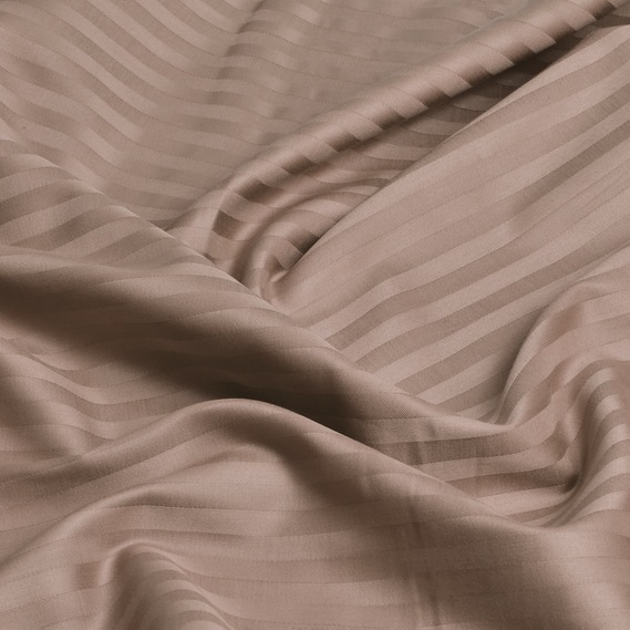 Постільний комплект євро сатин в смужку бавовна натуральна тканина беж, фото 2