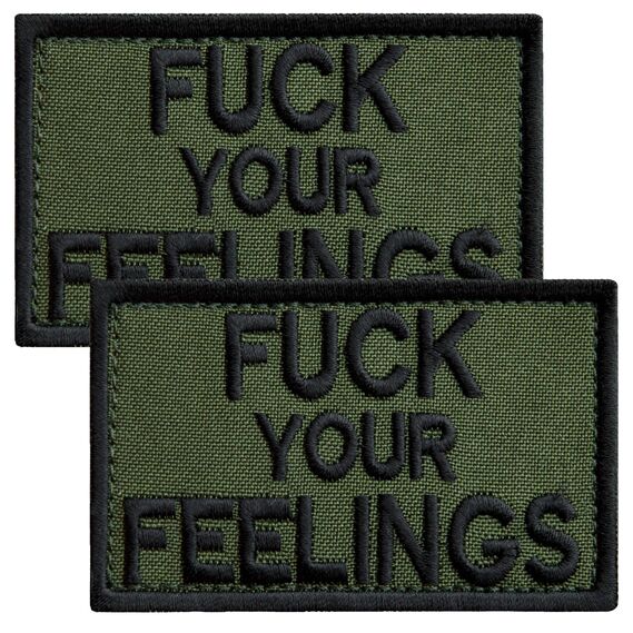 Set of 2 Patches with Hook & Loop "Fuck Your Feelings" 5x8 cm, Embroidered Patch Badge, фото 1