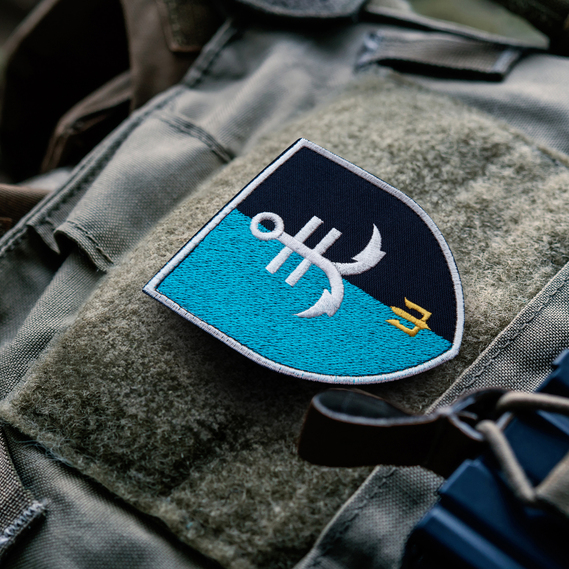 Набір шевронів 2 шт на липучці 35 ОБрМП 8,6х10 см вишитий патч нашивка шеврон, фото 2