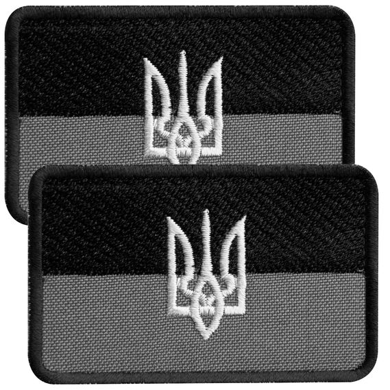 Set of 2 Velcro Patches Flag with Trident UPA 5x8 cm Black Embroidered Patch Insignia Chevron, фото 1