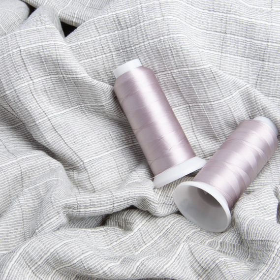 Тканина Муслін бавовна 3-х шарова PIKE, 245 см, 210 гр/м2 сірий смуга, фото 3