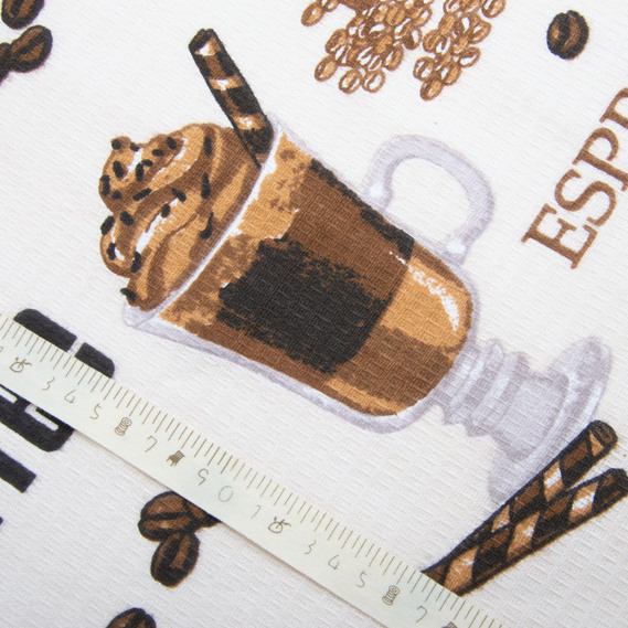 Ткань полотенечная вафельная, 50 см, 145 гр/м2, для кухонных полотенец, салфеток, домашнего текстиля, кофе беж, фото 5