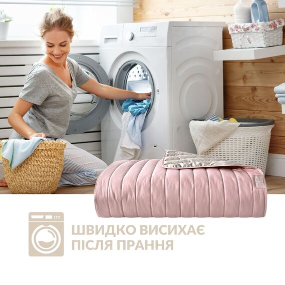 Покрывало на кровать 220х240 см и 2 шт подушка декор с вышивкой IDEIA двухстороннее, прочная стежка ткани, антиаллергенное волоконо пудра/сірий, фото 9