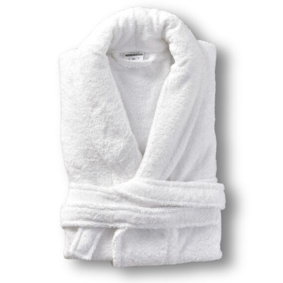 Махровый халат с шалевым воротником, белый, плотность 400 г/м, размер XXL для отелей, дома и спа, фото 1