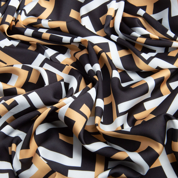 Fabric for clothing Satin silk with a pattern, delicate, light fabric фенді, фото 3