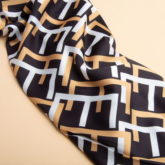 Fabric for clothing Satin silk with a pattern, delicate, light fabric фенді, фото 4