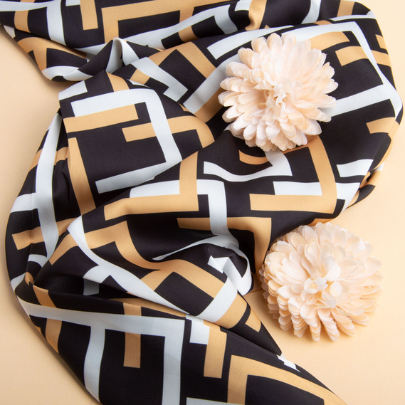 Fabric for clothing Satin silk with a pattern, delicate, light fabric фенді, фото 5