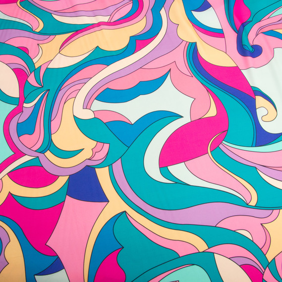 Fabric for clothing Satin silk with a pattern, delicate, light fabric вітраж казковий, фото 2