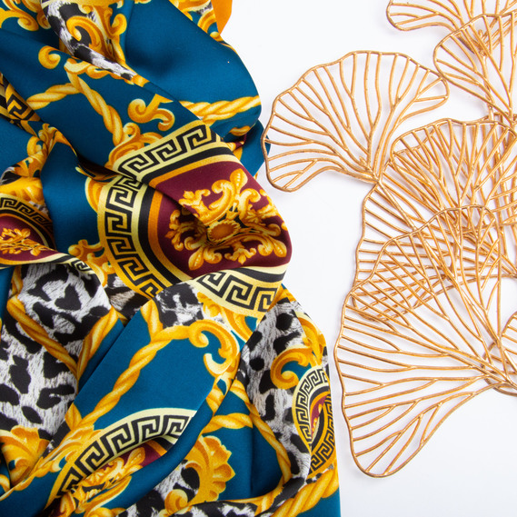 Fabric for clothing Satin silk with a pattern, delicate, light fabric шанель т/синя, фото 4