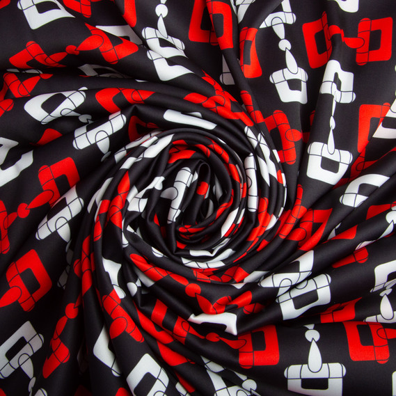 Fabric for clothing Satin silk with a pattern, delicate, light fabric хермес, фото 1