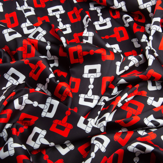 Fabric for clothing Satin silk with a pattern, delicate, light fabric хермес, фото 3