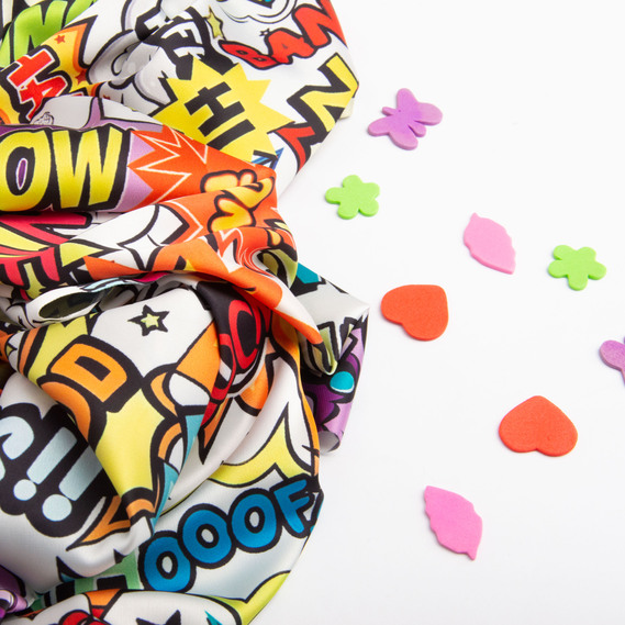 Тканина для одягу Атлас шовк з малюнком, 145 см, 90 гр/м2, ніжна, легка тканина мессенджер, фото 4