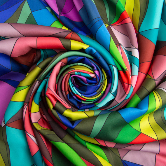 Тканина для одягу Атлас шовк з малюнком, 145 см, 90 гр/м2, ніжна, легка тканина вітраж крістал, фото 1