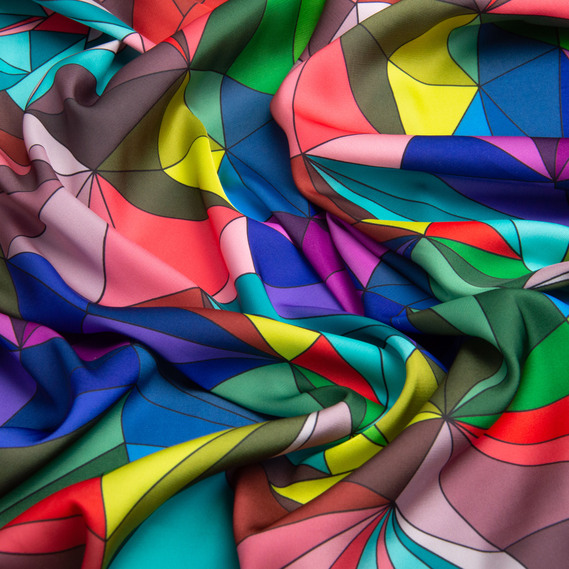 Тканина для одягу Атлас шовк з малюнком, 145 см, 90 гр/м2, ніжна, легка тканина вітраж крістал, фото 3