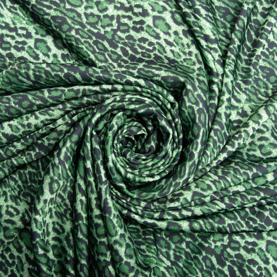 Ткань для одежды Атлас шелк с рисунком, 145 см, 90 гр/м2, нежная, легкая ткань Ліона зелена, фото 1