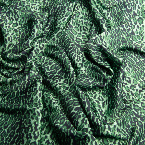 Ткань для одежды Атлас шелк с рисунком, 145 см, 90 гр/м2, нежная, легкая ткань Ліона зелена, фото 2