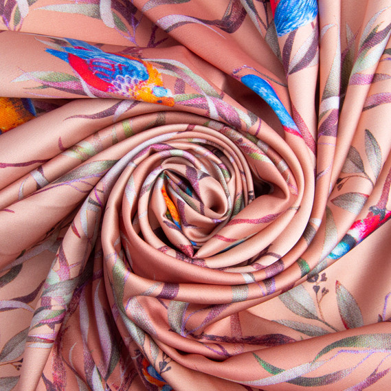 Fabric for clothing Satin silk with a pattern, delicate, light fabric какаду, фото 1 Fabric for clothing Satin silk with a pattern, delicate, light fabric какаду, фото 1