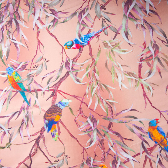 Fabric for clothing Satin silk with a pattern, delicate, light fabric какаду, фото 2