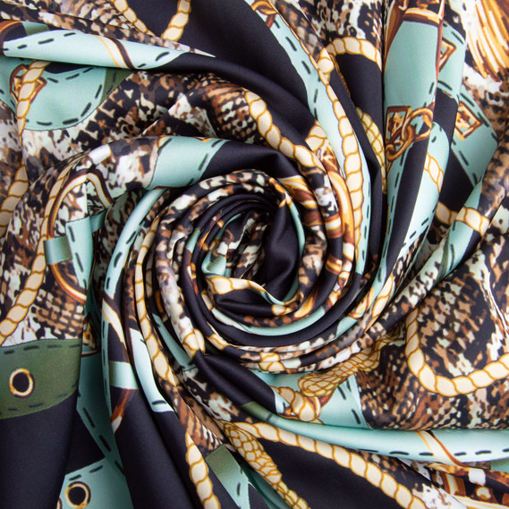 Тканина для одягу Атлас шовк з малюнком, 145 см, 90 гр/м2, ніжна, легка тканина cavalli, фото 1