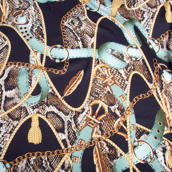 Тканина для одягу Атлас шовк з малюнком, 145 см, 90 гр/м2, ніжна, легка тканина cavalli, фото 2