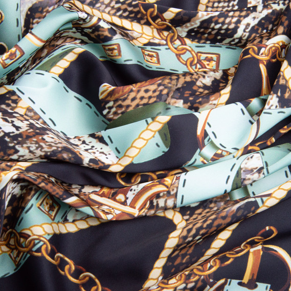 Тканина для одягу Атлас шовк з малюнком, 145 см, 90 гр/м2, ніжна, легка тканина cavalli, фото 3