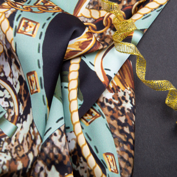 Тканина для одягу Атлас шовк з малюнком, 145 см, 90 гр/м2, ніжна, легка тканина cavalli, фото 5