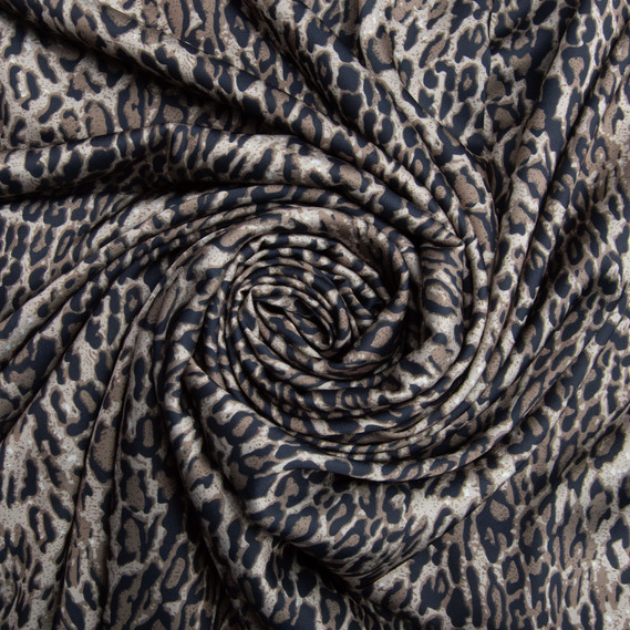 Fabric for clothing Satin silk with a pattern, delicate, light fabric Ліона коричнева, фото 1