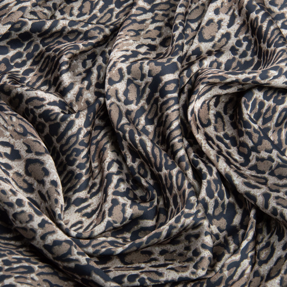 Fabric for clothing Satin silk with a pattern, delicate, light fabric Ліона коричнева, фото 3