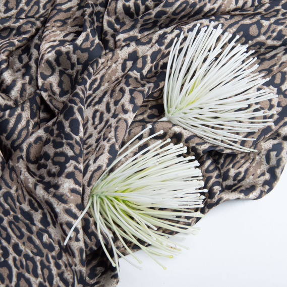 Fabric for clothing Satin silk with a pattern, delicate, light fabric Ліона коричнева, фото 4