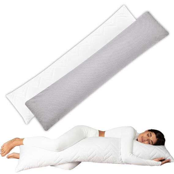 Подушка с наволочкой NORDIC+ для отдыха и сна 40х140 см IDEIA с молнией антиаллергенная белая сіра, фото 1 Подушка с наволочкой NORDIC+ для отдыха и сна 40х140 см IDEIA с молнией антиаллергенная белая сіра, фото 1