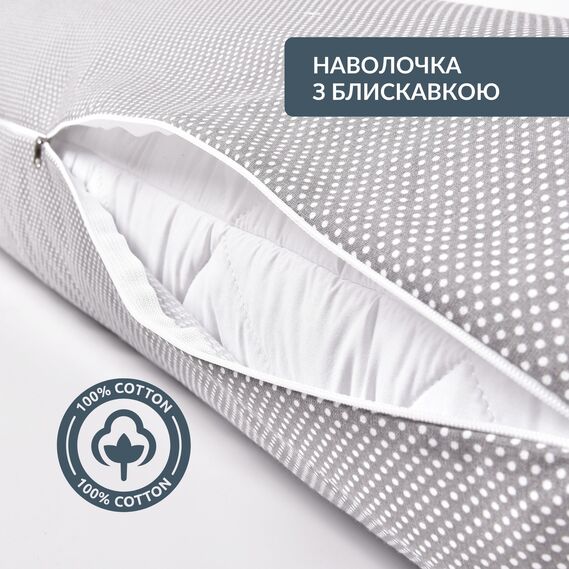 Подушка с наволочкой NORDIC+ для отдыха и сна 40х140 см IDEIA с молнией антиаллергенная белая сіра, фото 2 Подушка с наволочкой NORDIC+ для отдыха и сна 40х140 см IDEIA с молнией антиаллергенная белая сіра, фото 2