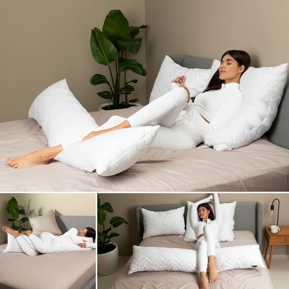 Подушка с наволочкой NORDIC+ для отдыха и сна 40х140 см IDEIA с молнией антиаллергенная белая сіра, фото 3 Подушка с наволочкой NORDIC+ для отдыха и сна 40х140 см IDEIA с молнией антиаллергенная белая сіра, фото 3